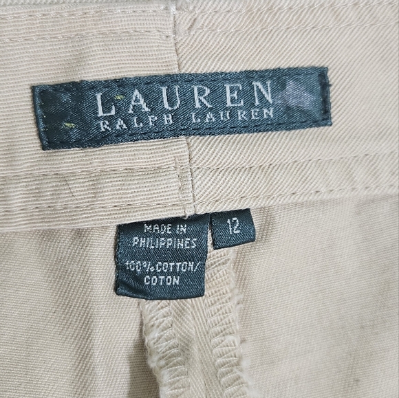 Lauren Ralph Lauren Moreton Hall-F Sand Tan Straight Leg Cotton Pants sz 12 NWT - Picture 4 of 7